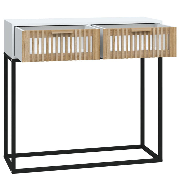 konsolbord 80x30x75 cm konstrueret træ og jern hvid