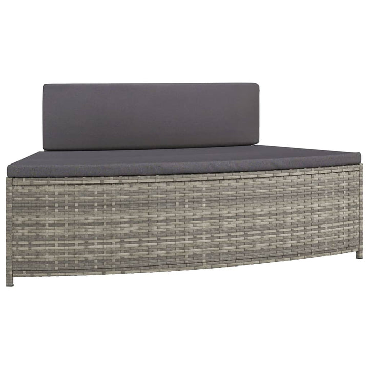 spabænke med hynder 2 stk. polyrattan grå