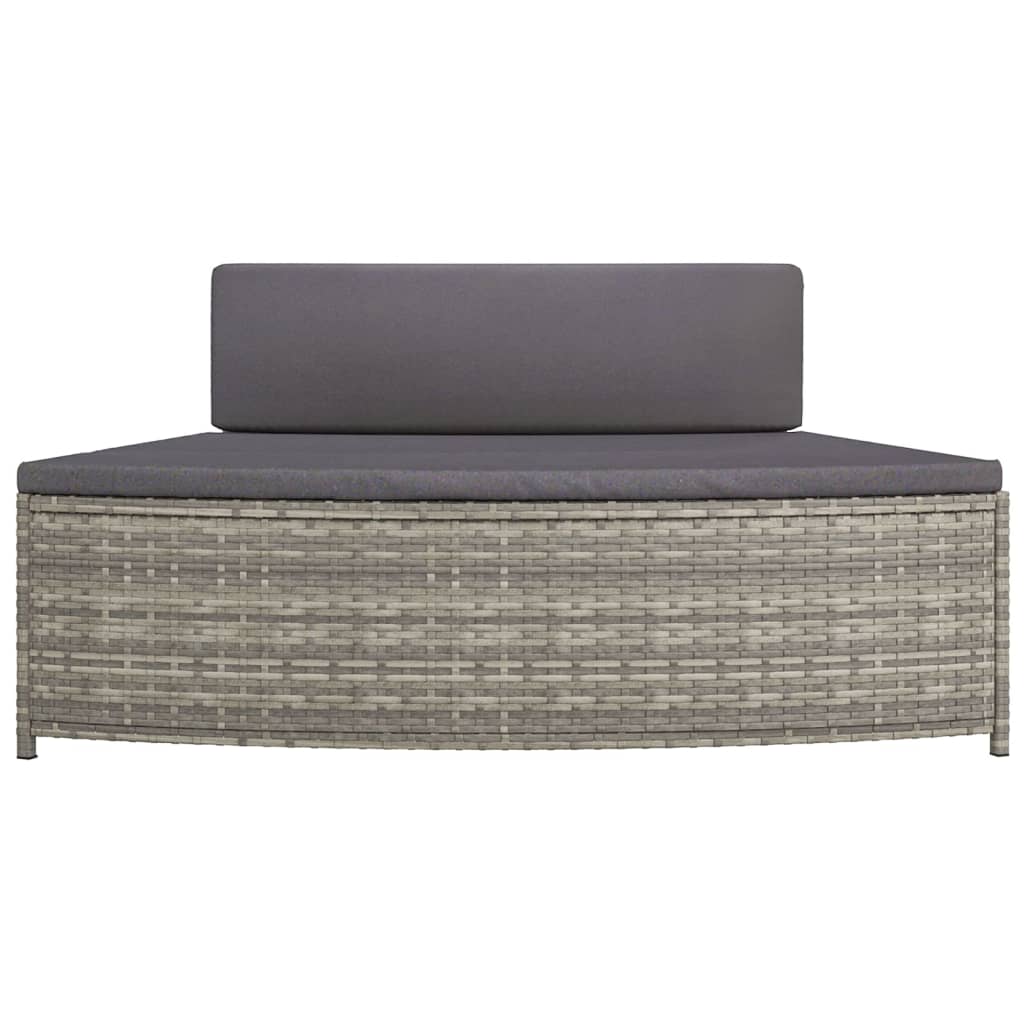 spabænke med hynder 2 stk. polyrattan grå