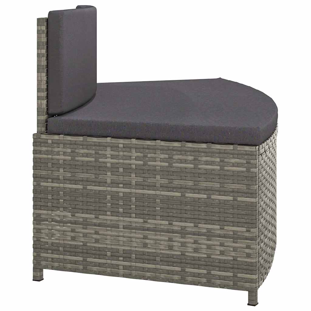 spabænke med hynder 2 stk. polyrattan grå