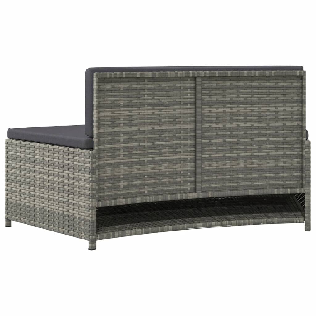 spabænke med hynder 2 stk. polyrattan grå