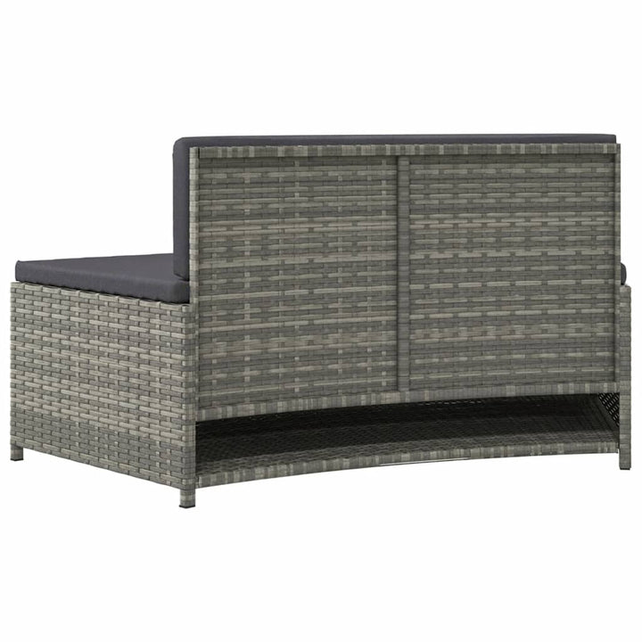 spabænke med hynder 2 stk. polyrattan grå