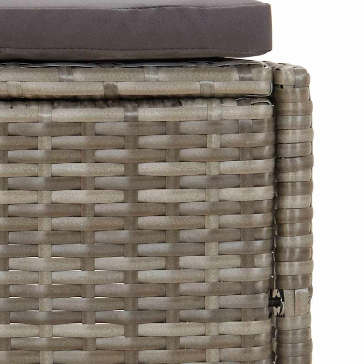 spabænke med hynder 2 stk. polyrattan grå