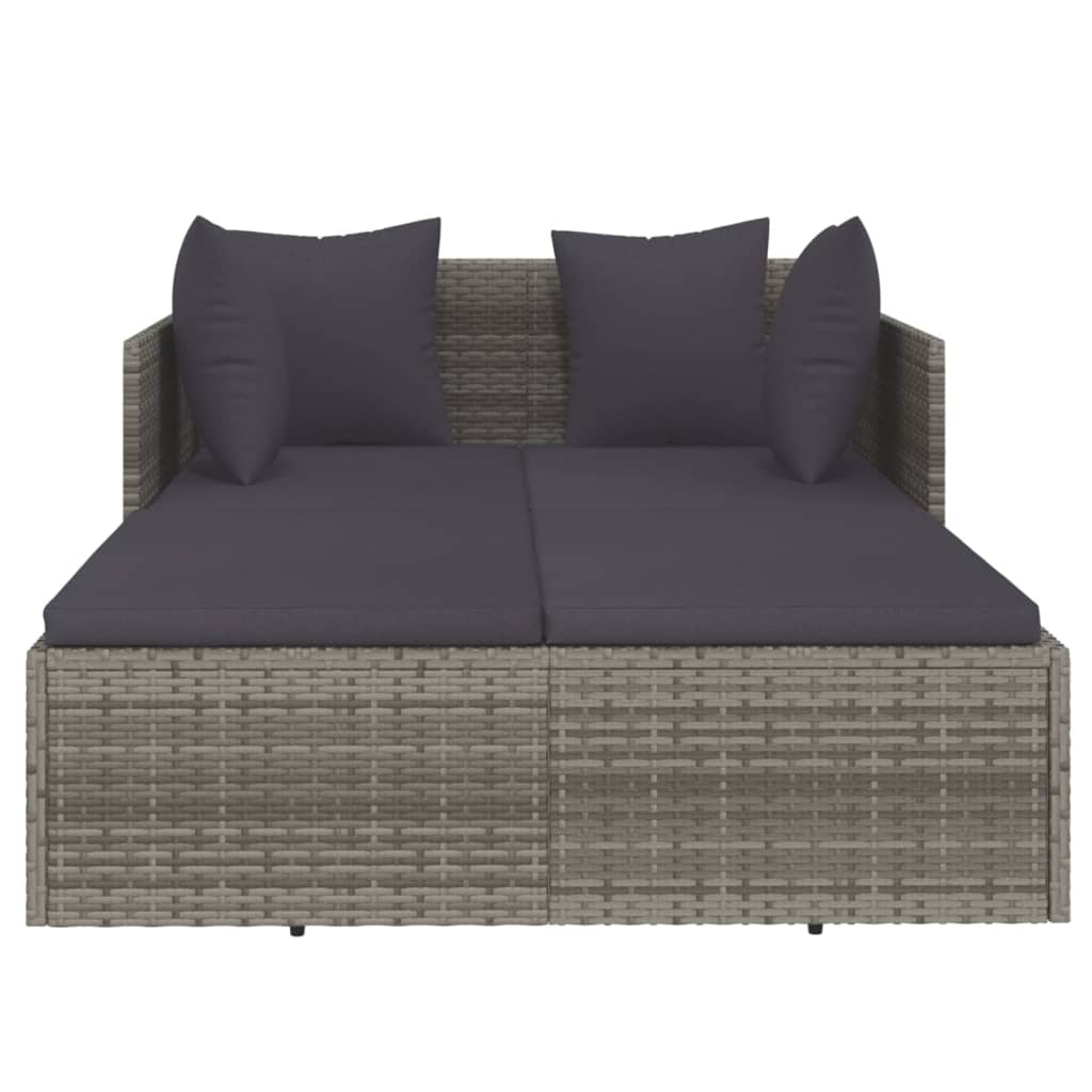 solseng med hynder 182x118x63 cm polyrattan grå