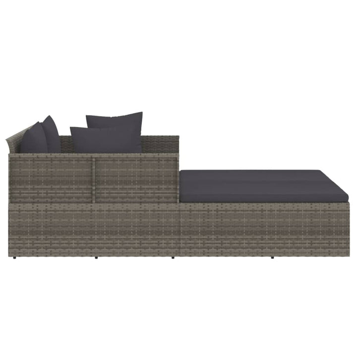 solseng med hynder 182x118x63 cm polyrattan grå