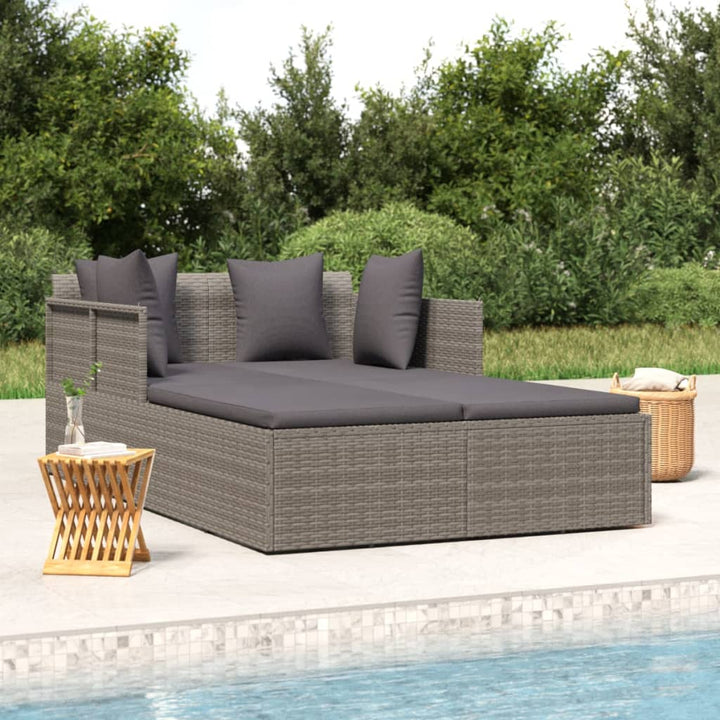 solseng med hynder 182x118x63 cm polyrattan grå