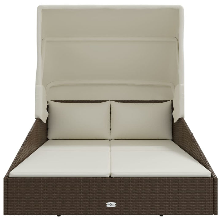 solseng med foldbart tag 200x114x128 cm polyrattan brun