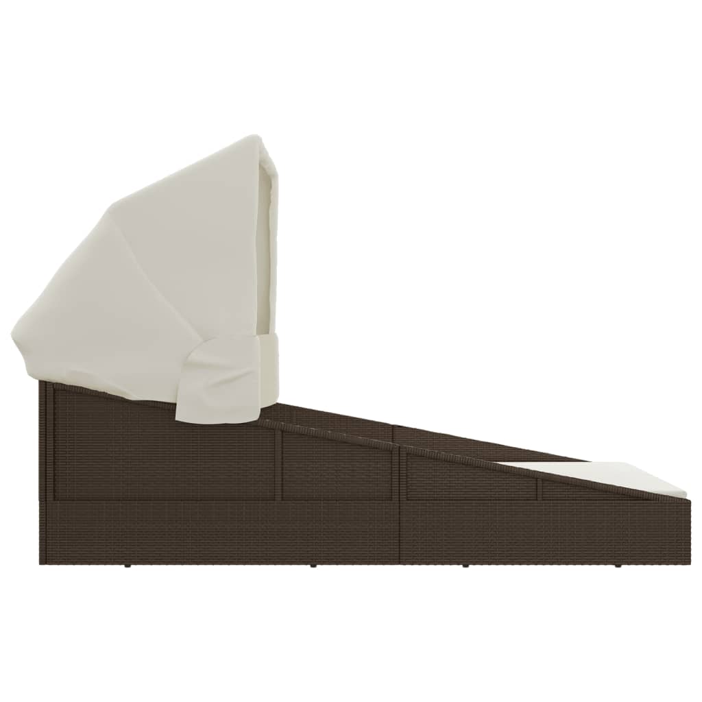 solseng med foldbart tag 200x114x128 cm polyrattan brun