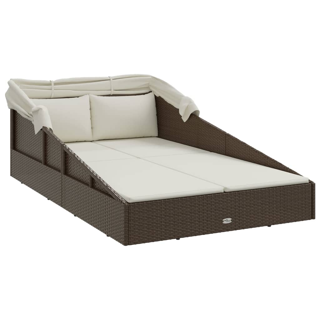 solseng med foldbart tag 200x114x128 cm polyrattan brun