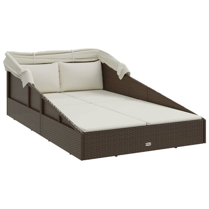 solseng med foldbart tag 200x114x128 cm polyrattan brun