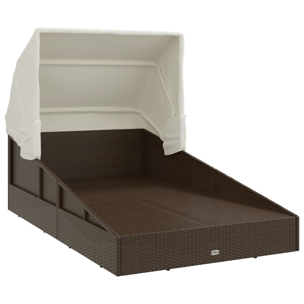 solseng med foldbart tag 200x114x128 cm polyrattan brun