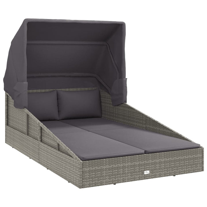 solseng med foldbart tag 200x114x128 cm polyrattan grå