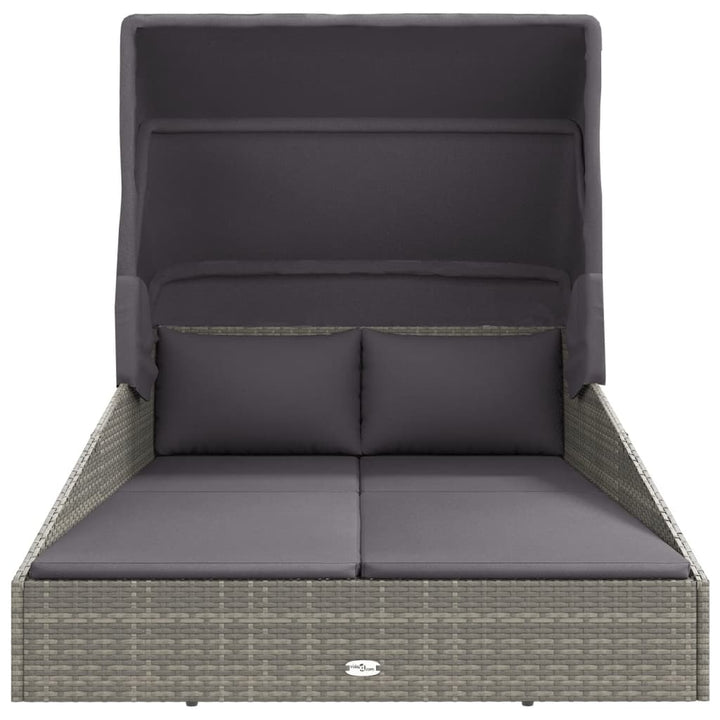 solseng med foldbart tag 200x114x128 cm polyrattan grå