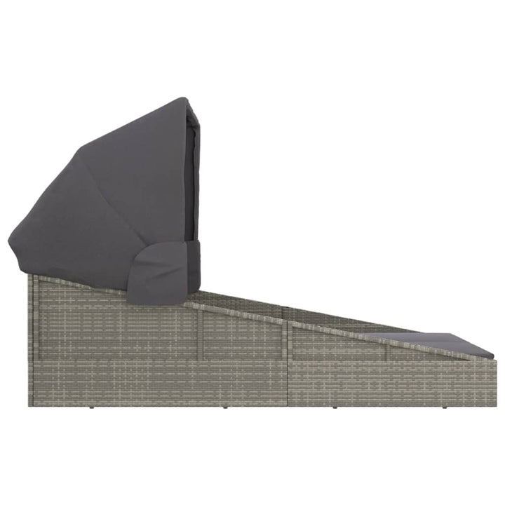 solseng med foldbart tag 200x114x128 cm polyrattan grå