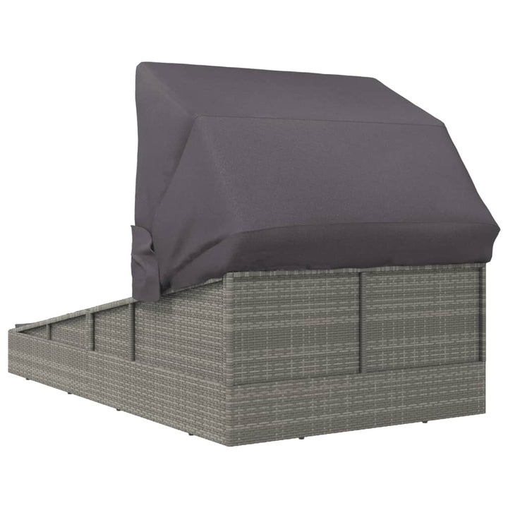 solseng med foldbart tag 200x114x128 cm polyrattan grå