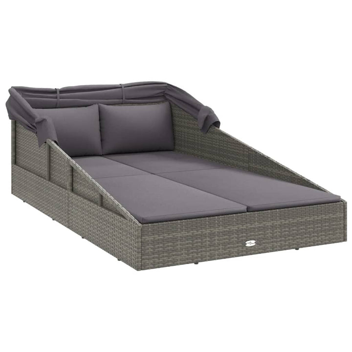 solseng med foldbart tag 200x114x128 cm polyrattan grå