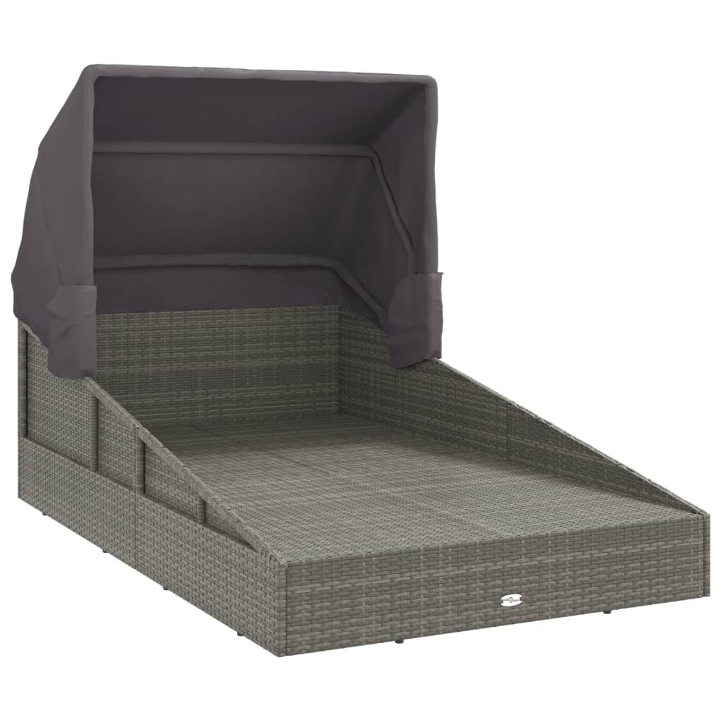 solseng med foldbart tag 200x114x128 cm polyrattan grå