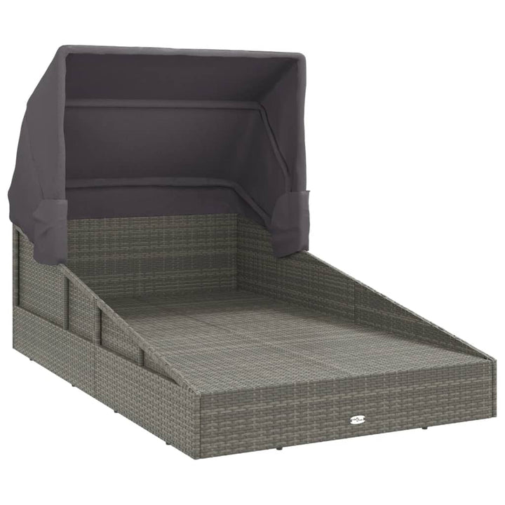 solseng med foldbart tag 200x114x128 cm polyrattan grå