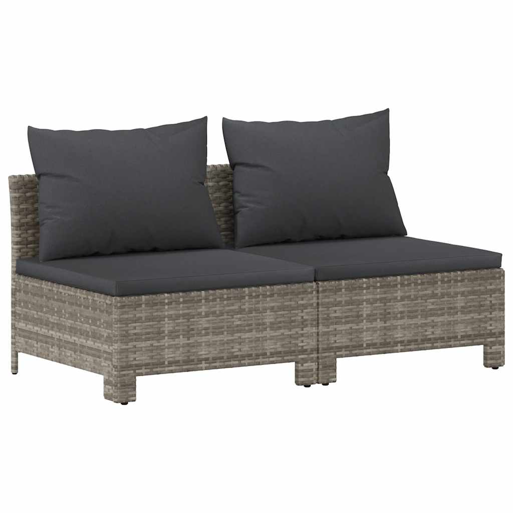2-personers havesofa med hynde polyrattan grå
