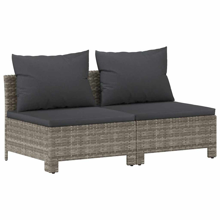 2-personers havesofa med hynde polyrattan grå