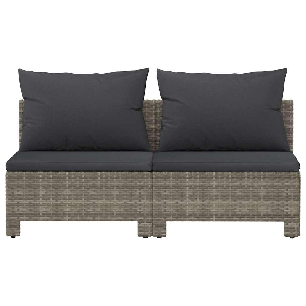 2-personers havesofa med hynde polyrattan grå