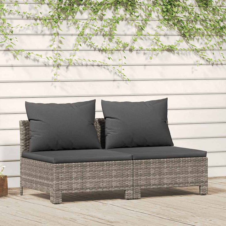 2-personers havesofa med hynde polyrattan grå