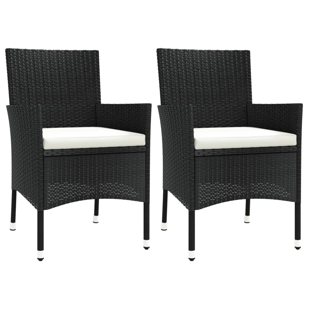 havestole med hynder 2 stk. sort polyrattan (kun UK/IE/FI/NO)