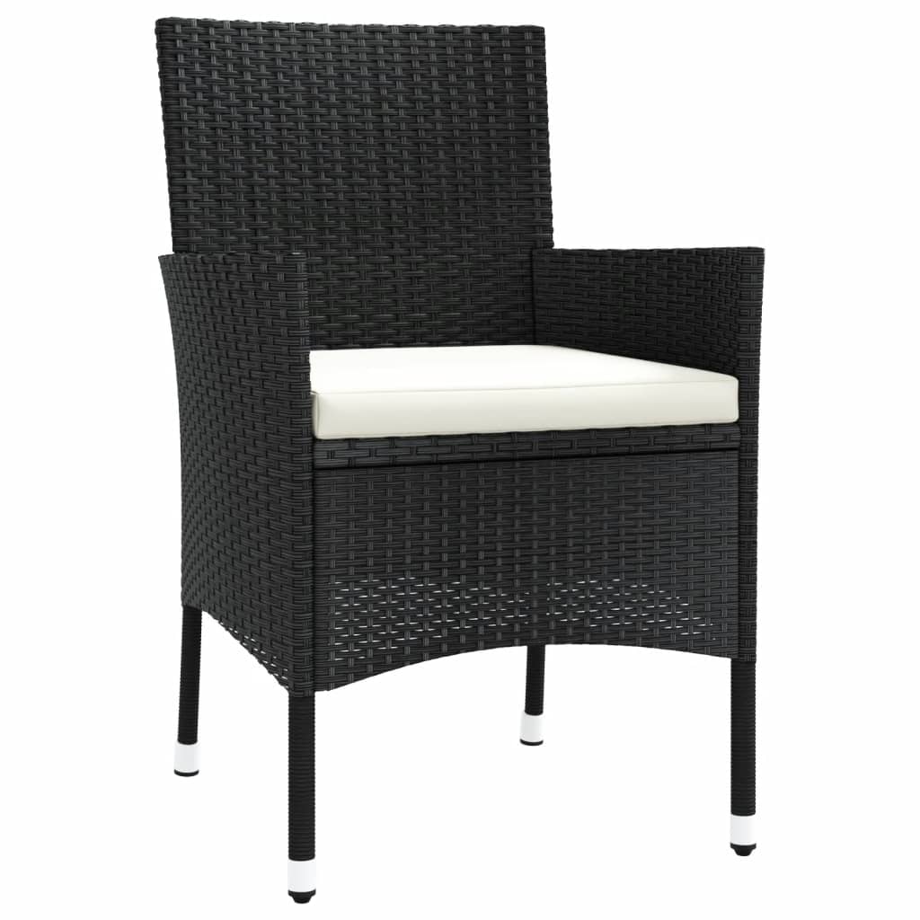 havestole med hynder 2 stk. sort polyrattan (kun UK/IE/FI/NO)