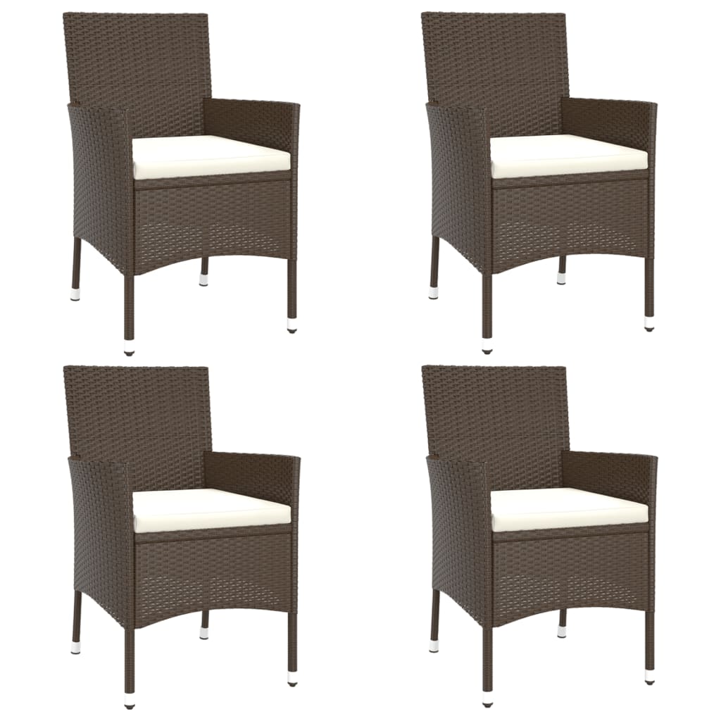 havestole med hynder 4 stk. brun polyrattan (kun UK/IE/FI/NO)