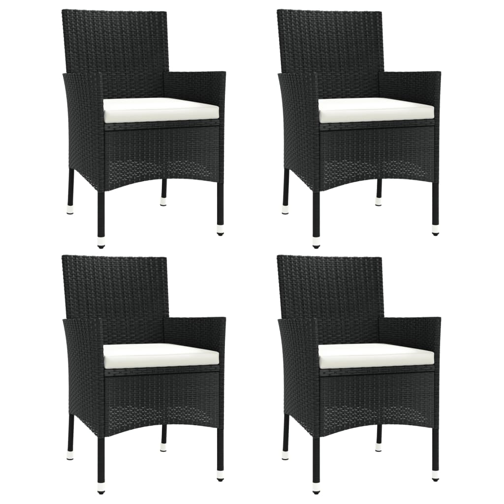 havestole med hynder 4 stk. sort polyrattan (kun UK/IE/FI/NO)