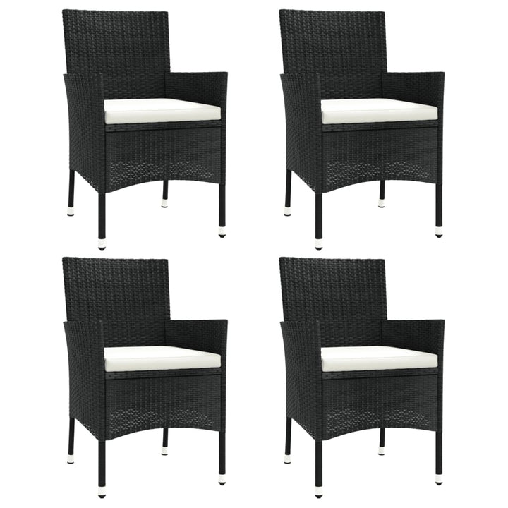 havestole med hynder 4 stk. sort polyrattan (kun UK/IE/FI/NO)