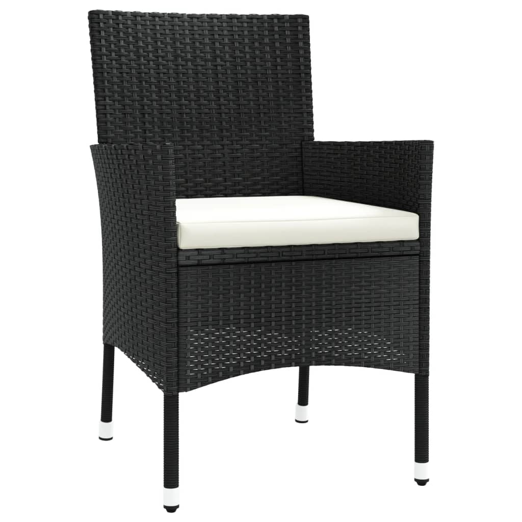 havestole med hynder 4 stk. sort polyrattan (kun UK/IE/FI/NO)