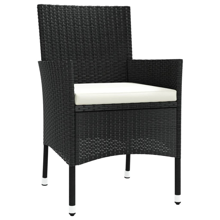 havestole med hynder 4 stk. sort polyrattan (kun UK/IE/FI/NO)