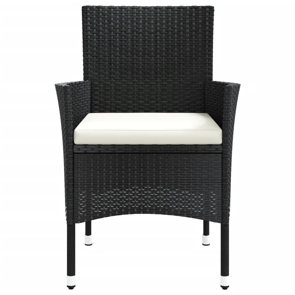 havestole med hynder 4 stk. sort polyrattan (kun UK/IE/FI/NO)
