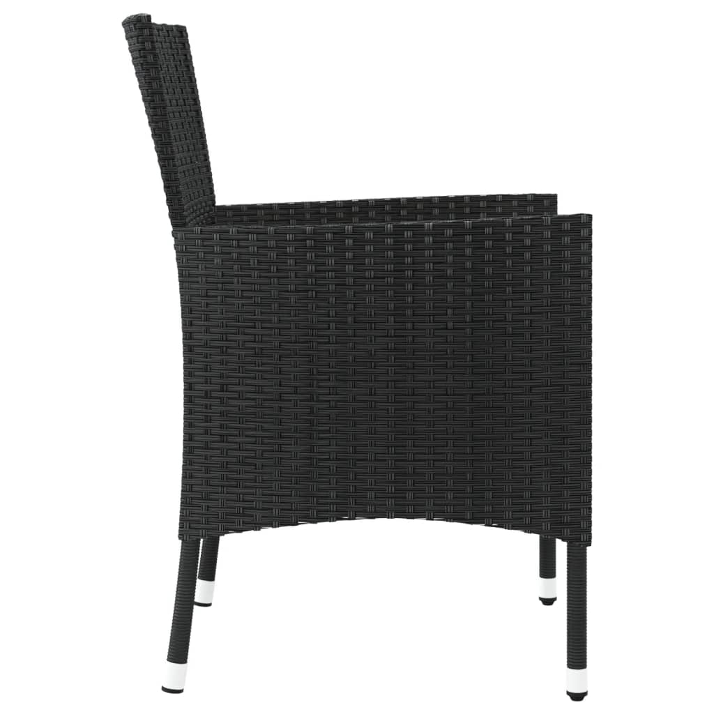 havestole med hynder 4 stk. sort polyrattan (kun UK/IE/FI/NO)