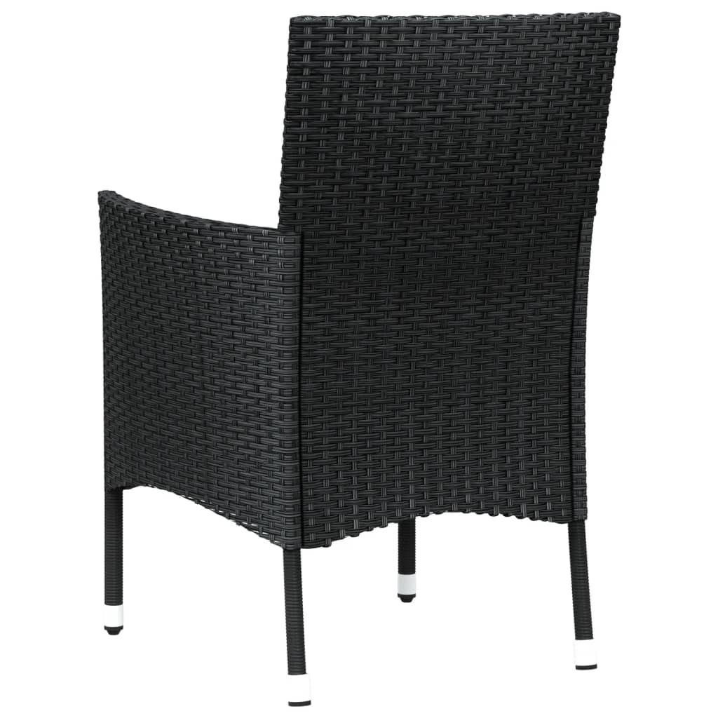 havestole med hynder 4 stk. sort polyrattan (kun UK/IE/FI/NO)