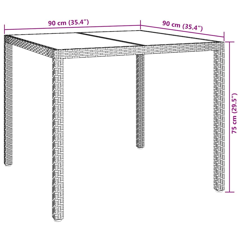 Have Spisebord Brun 90 x 90 x 75 cm Poly rattan