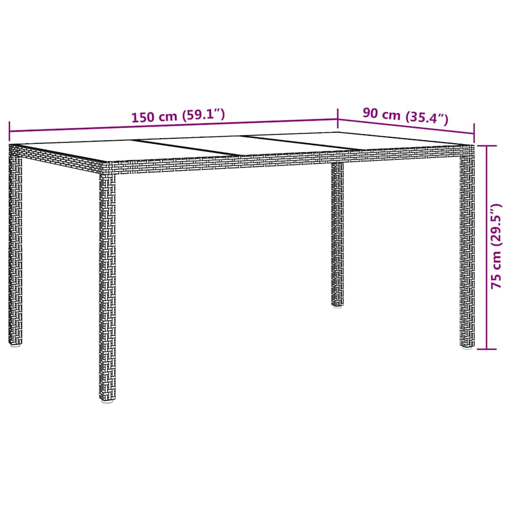 Have Spisebord Hvid 150 x 90 x 75 cm Poly rattan