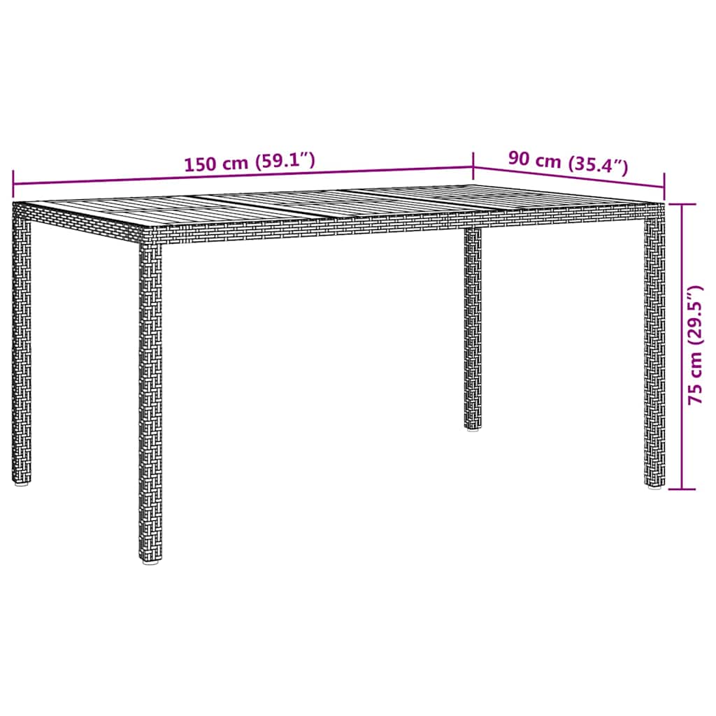 Have Spisebord Grå 150 x 90 x 75 cm Poly rattan