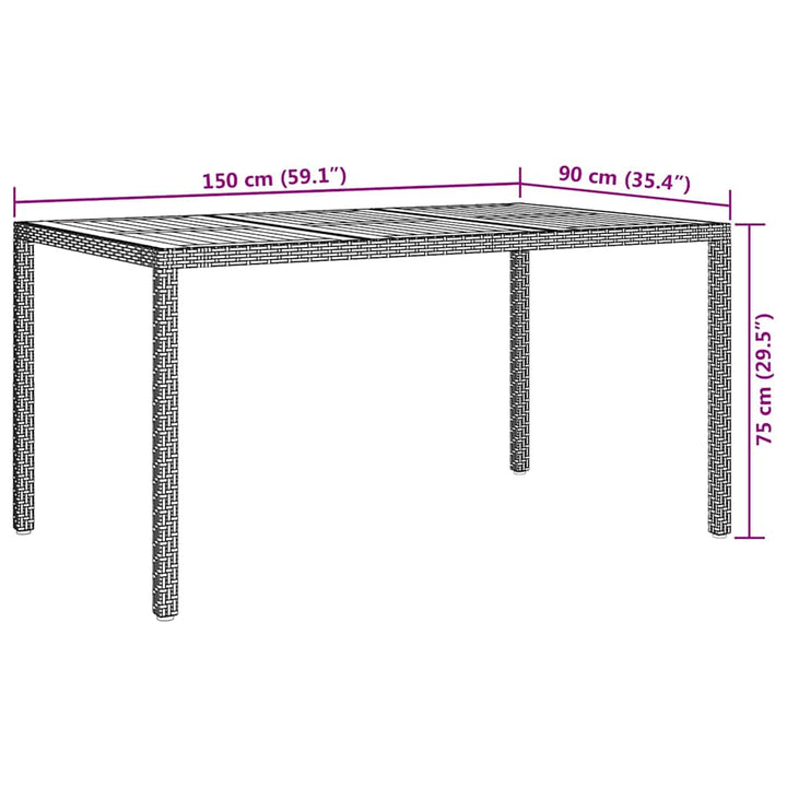 Have Spisebord Grå 150 x 90 x 75 cm Poly rattan