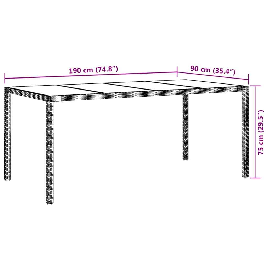 Have Spisebord Grå 190 x 90 x 75 cm Poly rattan