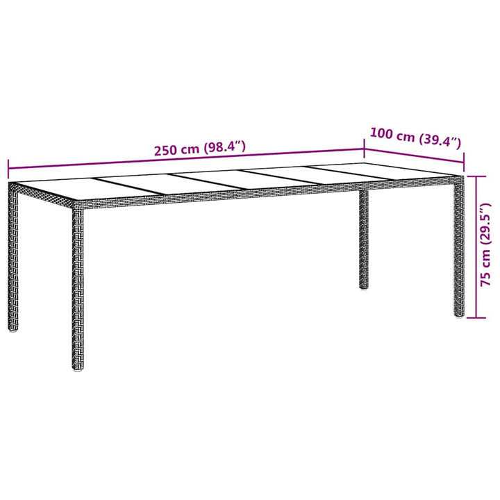 Have Spisebord Grå 250 x 100 x 75 cm Poly rattan
