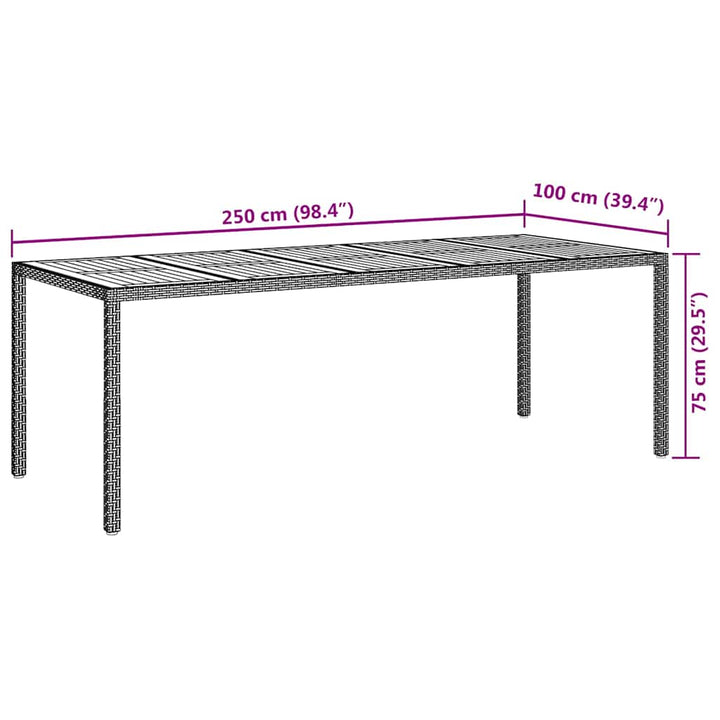 Have Spisebord Grå 250 x 100 x 75 cm Poly rattan