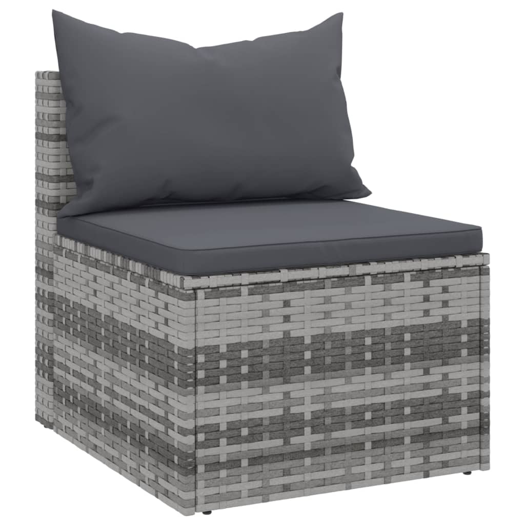 midtermoduler til havesofa 2 stk. med hynder polyrattan grå