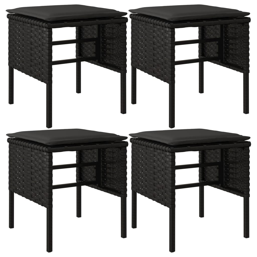 fodskamler med hynder 4 stk. til haven polyrattan sort