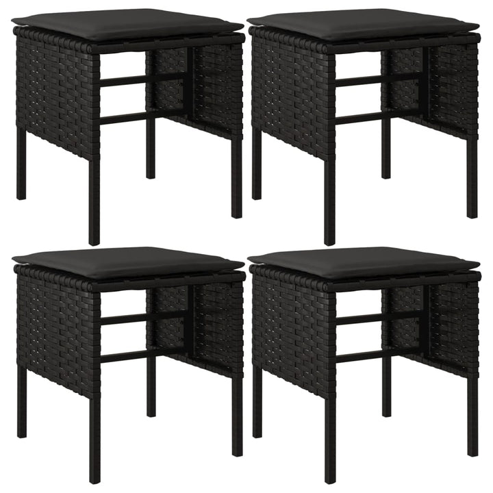 fodskamler med hynder 4 stk. til haven polyrattan sort