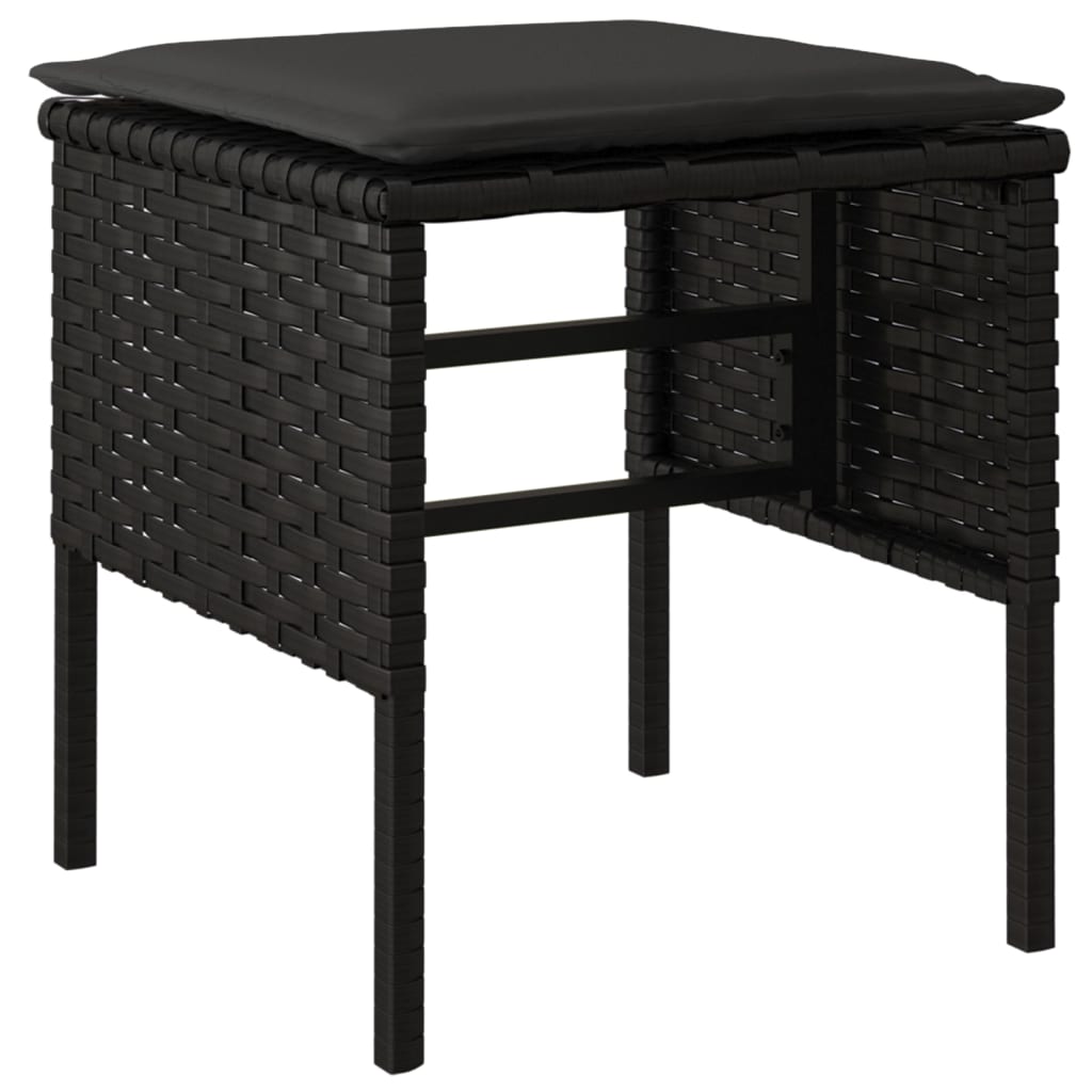 fodskamler med hynder 4 stk. til haven polyrattan sort