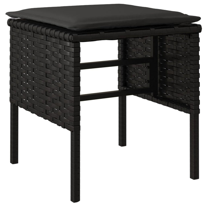 fodskamler med hynder 4 stk. til haven polyrattan sort