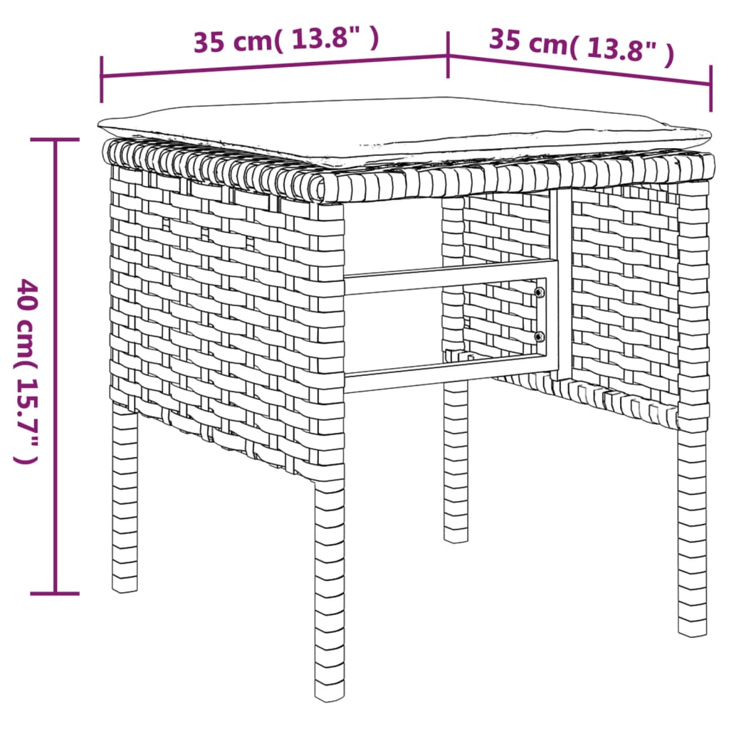 fodskamler med hynder 4 stk. til haven polyrattan sort