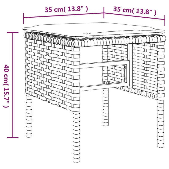 fodskamler med hynder 4 stk. til haven polyrattan sort
